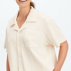 Crinkle Knit Boxy Button Down- Fabletics